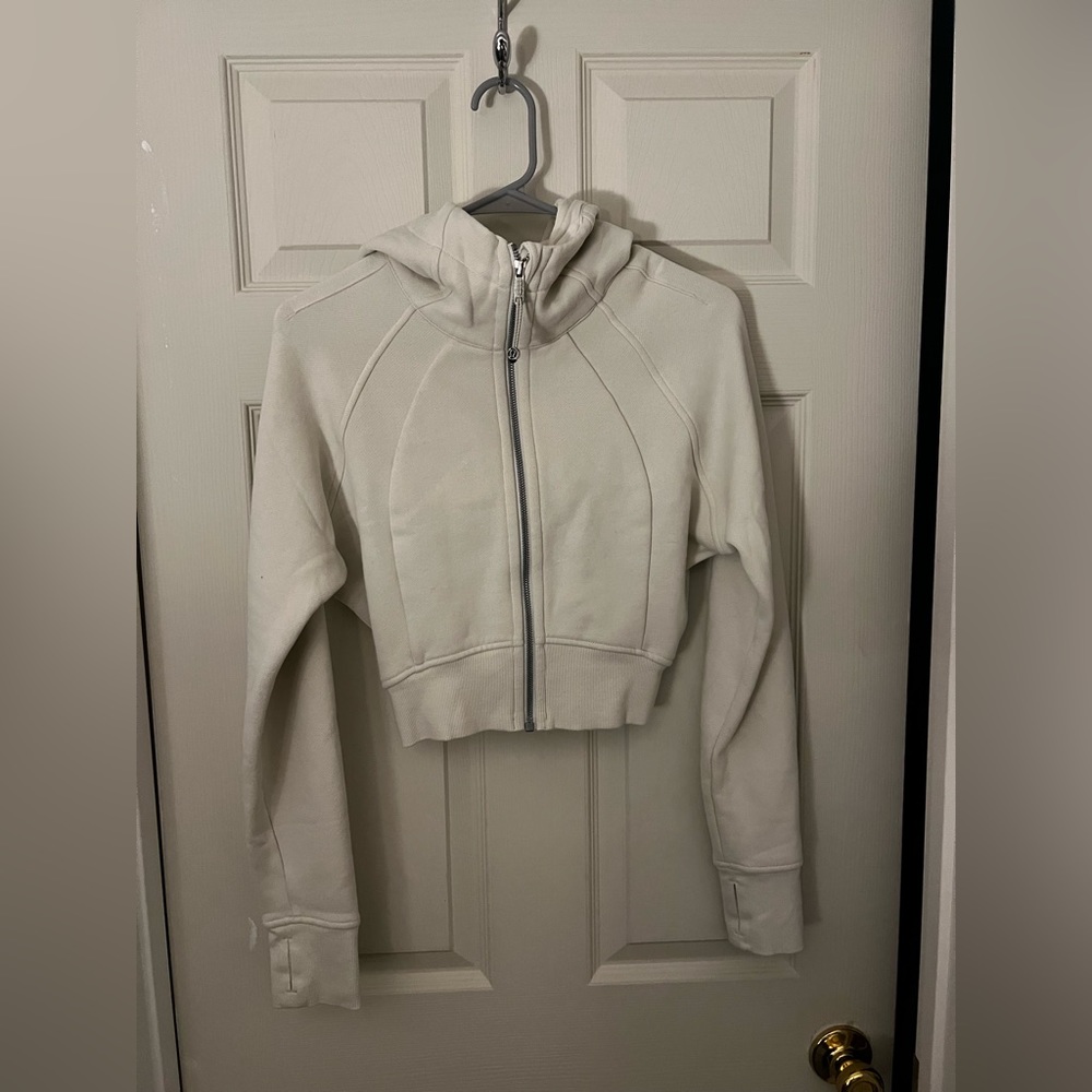 Lululemon Scuba Cropped Full Zip Hoodie Bone